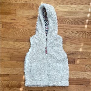 Mini Boden White Sherpa Hooded Vest